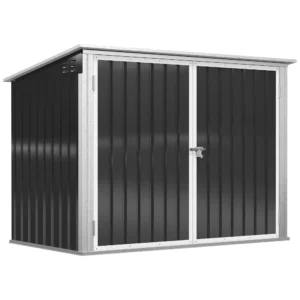 Vuilnisbakbox afsluitbare opbergbox voor 2 vuilnisbakken staal 178,5 x 104,5 x 128,5/113 cm zwart 1