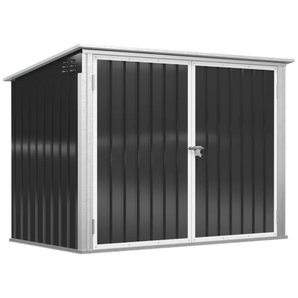 Vuilnisbakbox afsluitbare opbergbox voor 2 vuilnisbakken staal 178,5 x 104,5 x 128,5/113 cm zwart 1