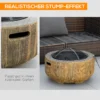 Vuurkorf vuurplaats met deksel en pook in boomstronk design voor tuin camping terras van staal mgo bruin 5