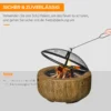 Vuurkorf vuurplaats met deksel en pook in boomstronk design voor tuin camping terras van staal mgo bruin 6