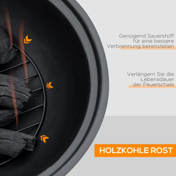 Vuurkorf vuurplaats met deksel en pook in boomstronk design voor tuin camping terras van staal mgo bruin 7
