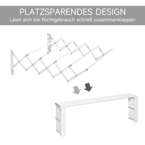 Wanddroger 57,5cm ruimtebesparend wasrek voor binnen en buiten metaal in wit 63,5 x 60 x 20 cm 6