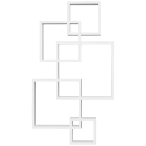 Wandplank zwevende plank wandbord met 5 kubussen & 9 vakken, sparrenhout, wit, 49,5x10,2x86cm 1