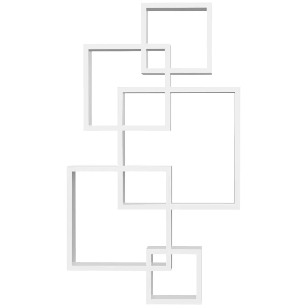 Wandplank zwevende plank wandbord met 5 kubussen & 9 vakken, sparrenhout, wit, 49,5x10,2x86cm 1