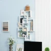 Wandplank zwevende plank wandbord met 5 kubussen & 9 vakken, sparrenhout, wit, 49,5x10,2x86cm 2