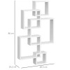 Wandplank zwevende plank wandbord met 5 kubussen & 9 vakken, sparrenhout, wit, 49,5x10,2x86cm 4