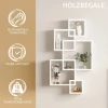 Wandplank zwevende plank wandbord met 5 kubussen & 9 vakken, sparrenhout, wit, 49,5x10,2x86cm 8