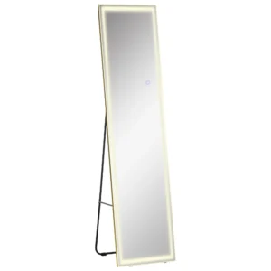Wandspiegel met led 2 in 1 staande spiegel volledige lichaamsspiegel aluminium frame voor slaapkamer verlichting zilver goud 1