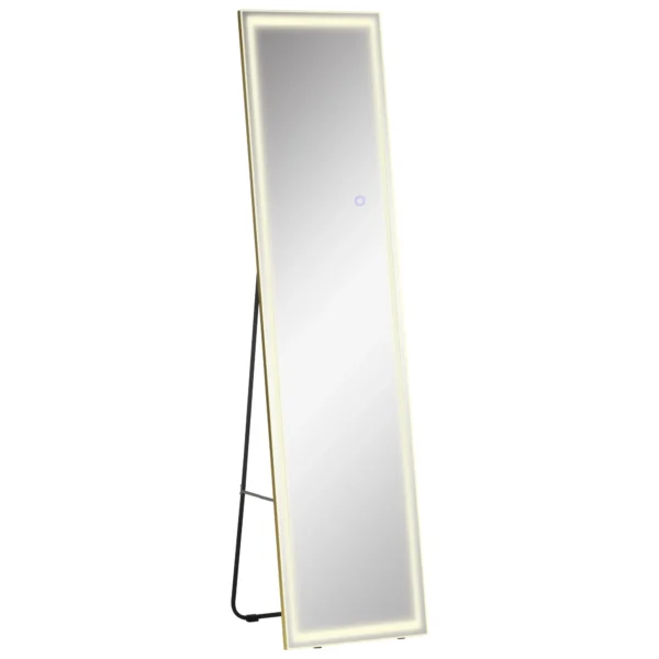 Wandspiegel met led 2 in 1 staande spiegel volledige lichaamsspiegel aluminium frame voor slaapkamer verlichting zilver goud 1