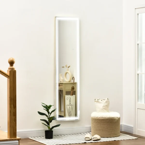 Wandspiegel met led 2 in 1 staande spiegel volledige lichaamsspiegel aluminium frame voor slaapkamer verlichting zilver goud 2