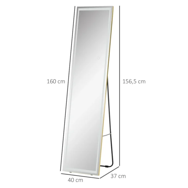 Wandspiegel met led 2 in 1 staande spiegel volledige lichaamsspiegel aluminium frame voor slaapkamer verlichting zilver goud 4