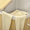 Wasmand met deksel 2 verwijderbare secties was sorteerder van natuurlijk bamboe voor was organisatie en opslag 10