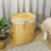 Wasmand met deksel van wilg 100l 51x38x57cm natuur wasbox voor slaapkamer & badkamer 2
