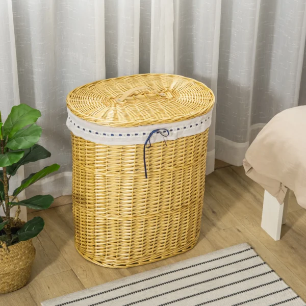 Wasmand met deksel van wilg 100l 51x38x57cm natuur wasbox voor slaapkamer & badkamer 2