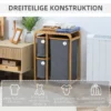 Wasmand met platform bamboe wasverzamelaar met 3 afneembare waszakken, was sorteerder, grijs+natuur, 50x32x69,7cm 7