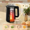 Waterkoker broodrooster set 1,5l waterkoker 2 toastplakken 2200w ontbijtset met 7 bruiningsniveaus, ontdooi & opwarmfunctie, automatische uitschakeling en kruimellade, zwart 5