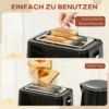 Waterkoker broodrooster set 1,5l waterkoker 2 toastplakken 2200w ontbijtset met 7 bruiningsniveaus, ontdooi & opwarmfunctie, automatische uitschakeling en kruimellade, zwart 9