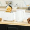 Waterkoker broodrooster set 1,5l waterkoker 2 toastsneetjes 2200w ontbijtset met 7 bruiningsniveaus, ontdooi & opwarmfunctie, automatische uitschakeling en led display, wit 2