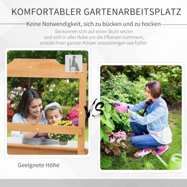 Weerbestendige planttafel met verzinkt werkblad, plank & bloemenrek, outdoor tuinierstafel voor tuin & terras 5