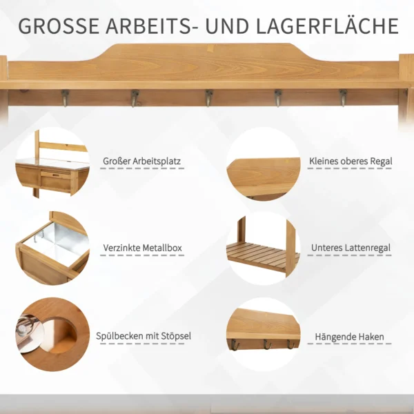 Weerbestendige planttafel met verzinkt werkblad, plank & bloemenrek, outdoor tuinierstafel voor tuin & terras 6