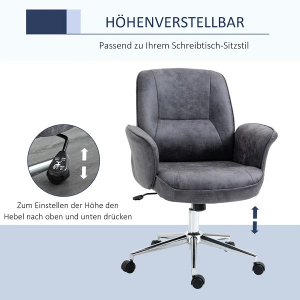 Xxl bureaustoel, ergonomische bureaustoel met kantelfunctie, in hoogte verstelbaar, tot 120kg belastbaar, grijs 5