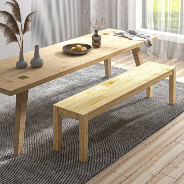 Zitbank 3 zits houten bank eetbank in landelijke stijl gemaakt van grenenhout tot 330 kg belastbaar natuur 150 x 33 x 45 cm voor keuken & eetkamer 2