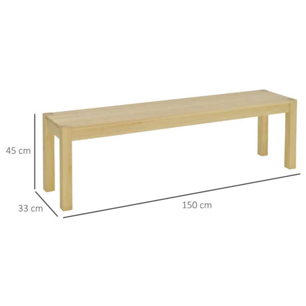 Zitbank 3 zits houten bank eetbank in landelijke stijl gemaakt van grenenhout tot 330 kg belastbaar natuur 150 x 33 x 45 cm voor keuken & eetkamer 4