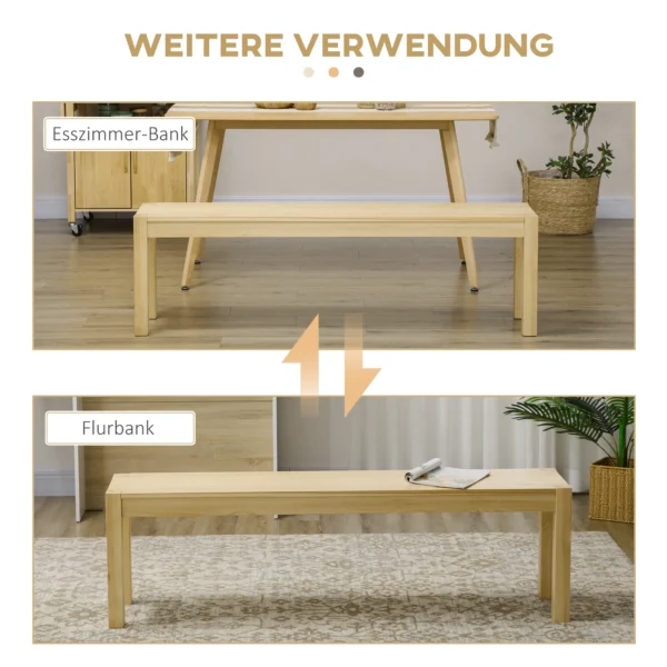 Zitbank 3 zits houten bank eetbank in landelijke stijl gemaakt van grenenhout tot 330 kg belastbaar natuur 150 x 33 x 45 cm voor keuken & eetkamer 7