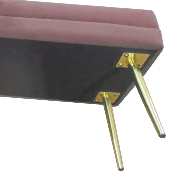 Zitbank, gestoffeerde bank met opbergruimte, fluweel look, bedbank met stalen poten, schoenenbank, opbergbank voor woonkamer, slaapkamer, roze, 100 x 37,5 x 42 cm 10