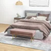Zitbank, gestoffeerde bank met opbergruimte, fluweel look, bedbank met stalen poten, schoenenbank, opbergbank voor woonkamer, slaapkamer, roze, 100 x 37,5 x 42 cm 8