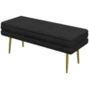 Zitbank, gestoffeerde bank met opbergruimte, fluweel look, bedbank met stalen poten, schoenenbank, opbergbank voor woonkamer, slaapkamer, zwart, 79,5 x 37,5 x 43 cm 1
