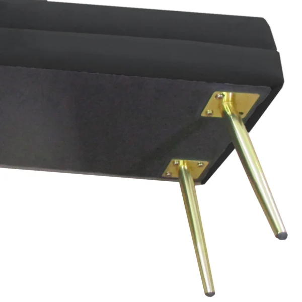 Zitbank, gestoffeerde bank met opbergruimte, fluweel look, bedbank met stalen poten, schoenenbank, opbergbank voor woonkamer, slaapkamer, zwart, 79,5 x 37,5 x 43 cm 10