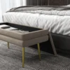 Zitbank, gestoffeerde bank met opbergruimte, fluweelachtige uitstraling, bedbank met stalen poten, schoenenbank, opbergbank voor woonkamer, slaapkamer, beige, 79,5 x 37,5 x 43 cm 10