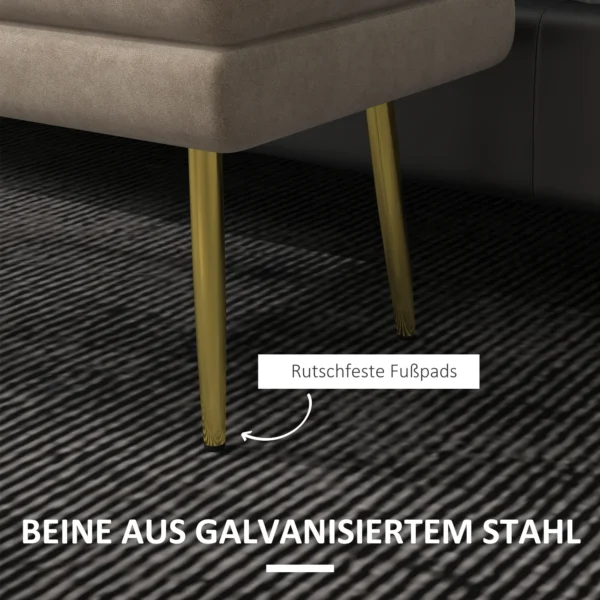 Zitbank, gestoffeerde bank met opbergruimte, fluweelachtige uitstraling, bedbank met stalen poten, schoenenbank, opbergbank voor woonkamer, slaapkamer, beige, 79,5 x 37,5 x 43 cm 8