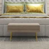 Zitbank, gestoffeerde bank met opbergruimte, fluweelachtige uitstraling, bedbank met stalen poten, schoenenbank, opbergbank voor woonkamer, slaapkamer, beige, 79,5 x 37,5 x 43 cm 9