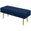 Zitbank, gestoffeerde bank met opbergruimte, fluweelachtige uitstraling, bedbank met stalen poten, schoenenbank, opbergbank voor woonkamer, slaapkamer, blauw, 79,5 x 37,5 x 43 cm 1