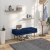 Zitbank, gestoffeerde bank met opbergruimte, fluweelachtige uitstraling, bedbank met stalen poten, schoenenbank, opbergbank voor woonkamer, slaapkamer, blauw, 79,5 x 37,5 x 43 cm 2