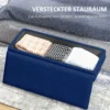 Zitbank, gestoffeerde bank met opbergruimte, fluweelachtige uitstraling, bedbank met stalen poten, schoenenbank, opbergbank voor woonkamer, slaapkamer, blauw, 79,5 x 37,5 x 43 cm 6