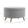 Zitbank gestoffeerde bank met opslagruimte ovale vorm kruk hal slaapkamer woonkamer fluweelachtig polyester rubberhout lichtgrijs 71 x 51,5 x 42 cm 4