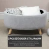Zitbank gestoffeerde bank met opslagruimte ovale vorm kruk hal slaapkamer woonkamer fluweelachtig polyester rubberhout lichtgrijs 71 x 51,5 x 42 cm 5