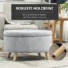 Zitbank gestoffeerde bank met opslagruimte ovale vorm kruk hal slaapkamer woonkamer fluweelachtig polyester rubberhout lichtgrijs 71 x 51,5 x 42 cm 7