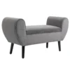 Zitbank grijs moderne kistbank met opslagruimte van fluweelachtig polyester en rubberhout met armleuningen 118x42x66cm voor hal en woonkamer 1