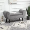 Zitbank grijs moderne kistbank met opslagruimte van fluweelachtig polyester en rubberhout met armleuningen 118x42x66cm voor hal en woonkamer 2