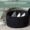 Zitbank in zwart moderne gestoffeerde bank met opslagruimte, fluweelachtig polyester, rubberhout, ovale vorm, 71x52x42cm 5