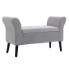 Zitbank lichtgrijs gestoffeerde bank met opbergruimte, samt polyester, rubberhout, modern voor hal & slaapkamer 1