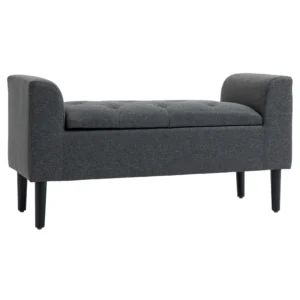 Zitbank met opbergruimte gestoffeerde bank zitkruk zitkist belastbaar tot 130 kg, linnen touch donkergrijs, 116 x 44 x 58 cm voor hal & woonkamer 1