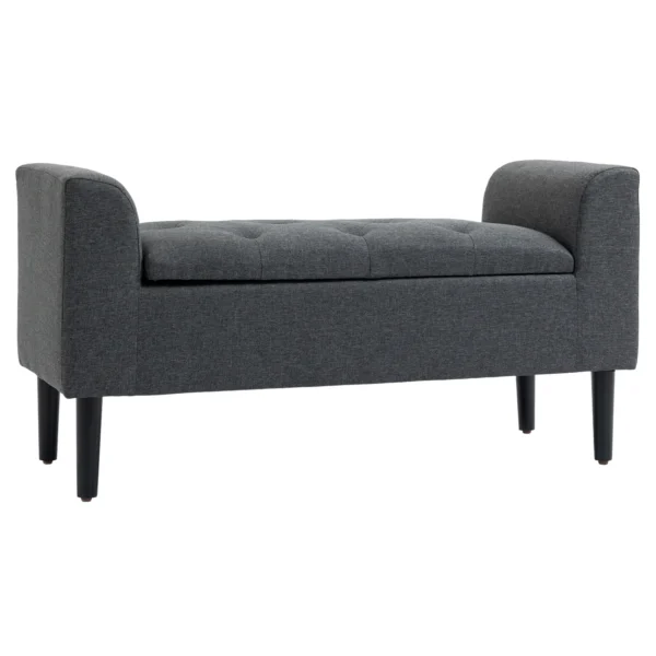 Zitbank met opbergruimte gestoffeerde bank zitkruk zitkist belastbaar tot 130 kg, linnen touch donkergrijs, 116 x 44 x 58 cm voor hal & woonkamer 1