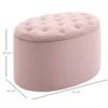 Zitbank roze gestoffeerde bank met opbergruimte 71x52x42cm van fluweelachtig polyester en rubberhout ovale vorm voor woonkamer 4