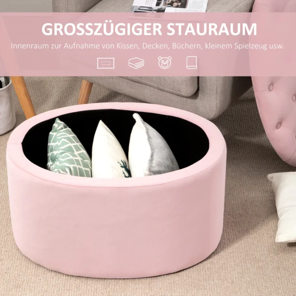Zitbank roze gestoffeerde bank met opbergruimte 71x52x42cm van fluweelachtig polyester en rubberhout ovale vorm voor woonkamer 5