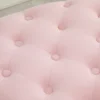 Zitbank roze gestoffeerde bank met opbergruimte 71x52x42cm van fluweelachtig polyester en rubberhout ovale vorm voor woonkamer 9